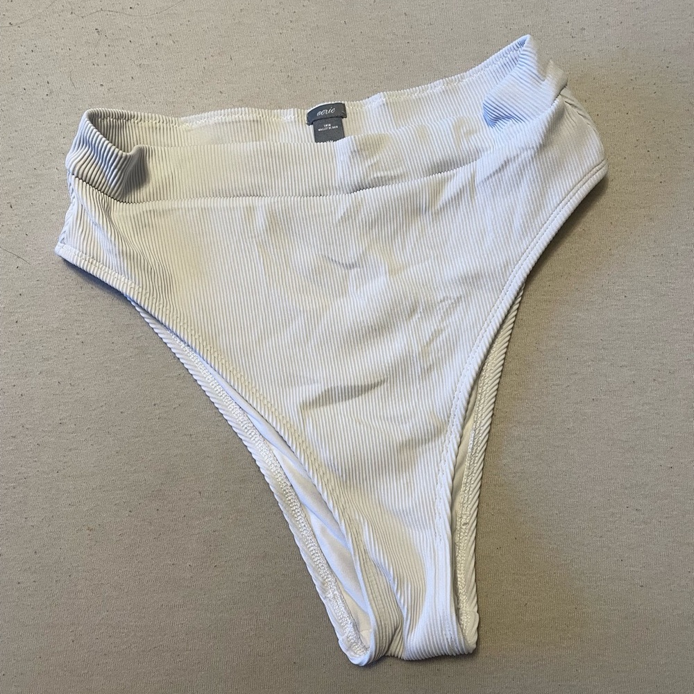 White Ribbed Cheeky Bikini Bottom